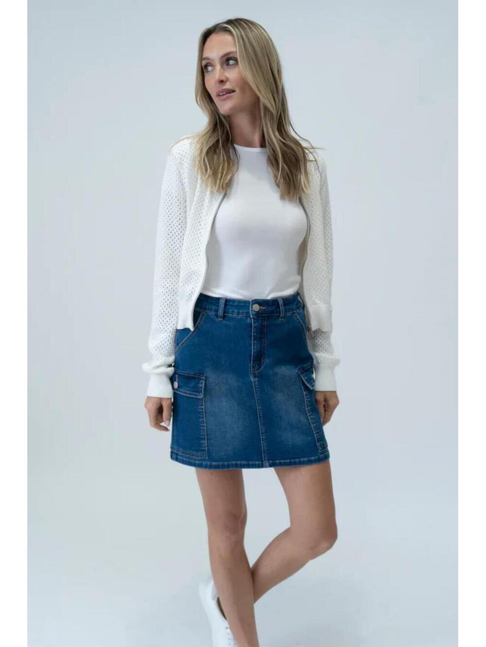NWT Six Fifty Kyra Cargo Denim Mini Skirt Dark Wash Size Small - Picture 4 of 8